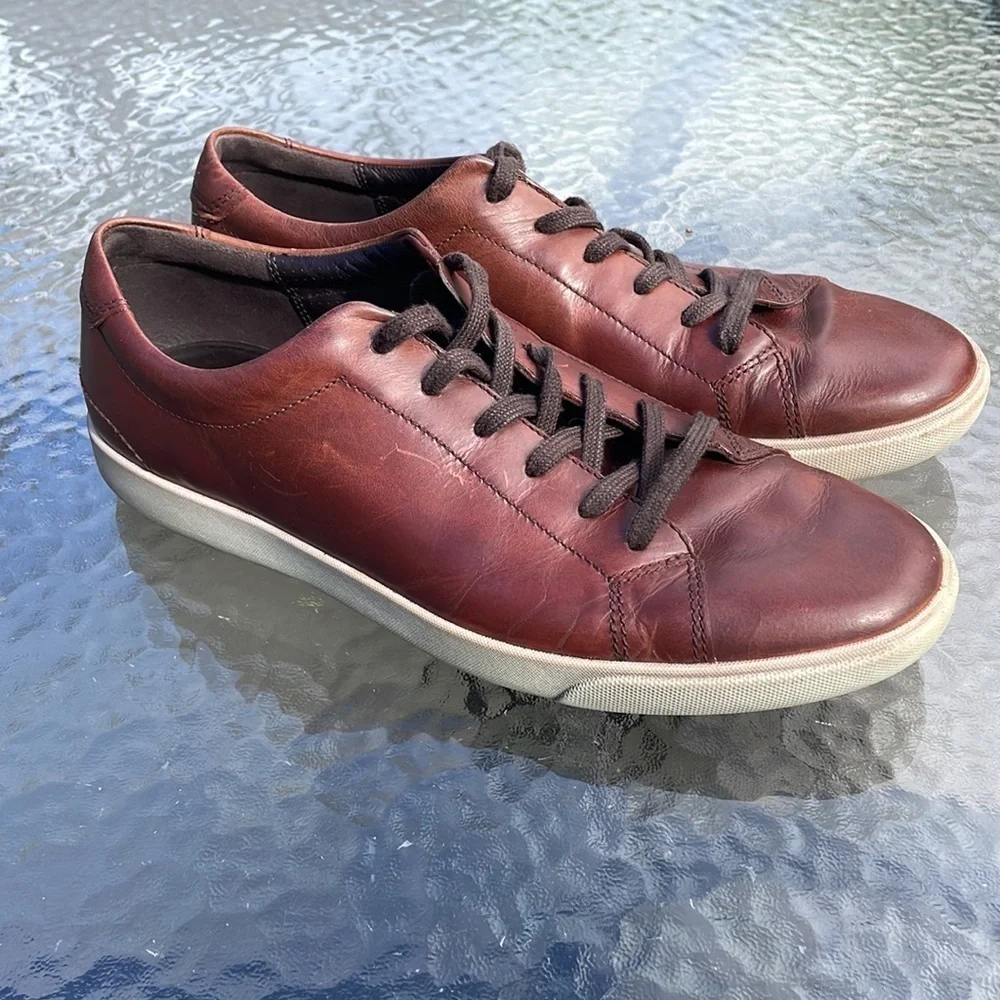 Mens Ecco Soft 7 Danish Design Brown Leather Sneakers Lace Up US Size12, EUR 46